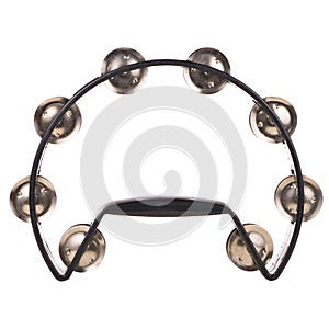 Black Tambourine isolated on white background