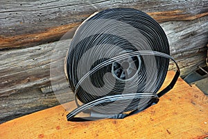 Black tape hose for watering plants with drip system