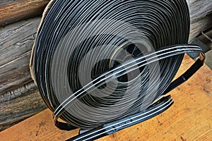 Black tape hose for watering plants with drip system