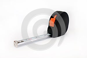 Black tape measure isolated on white background