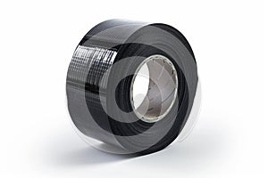 Black tape roll on white background. Neural network AI generated