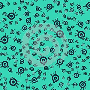 Black Target financial goal concept icon isolated seamless pattern on green background. Symbolic goals achievement