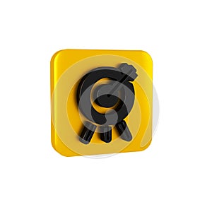 Black Target financial goal concept icon isolated on transparent background. Symbolic goals achievement, success. Yellow