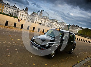 Black taxi cab in london photo