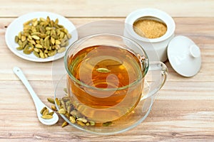 Black tea with flavor of green cardamom seeds