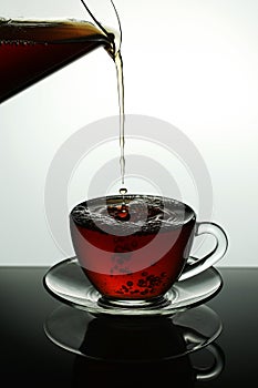 Black tea in a glass cup
