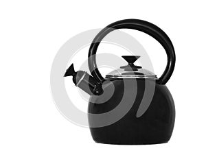 Black tea kettle isolated on white background