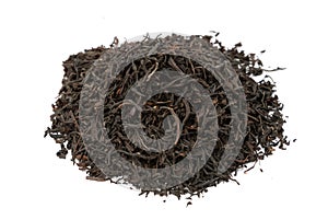 Black tea loose leaf close up top view