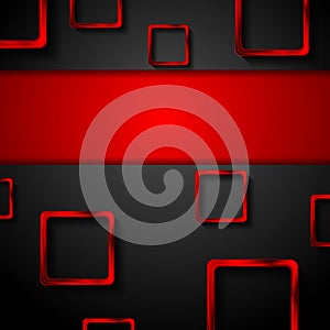 Black tech background and red metallic squares