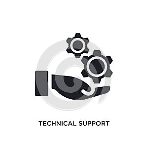 black technical support isolated vector icon. simple element illustration from big data concept vector icons. technical support