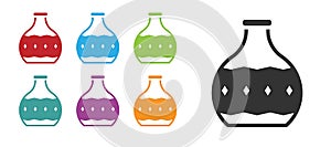 Black Tequila bottle icon isolated on white background. Mexican alcohol drink. Set icons colorful. Vector