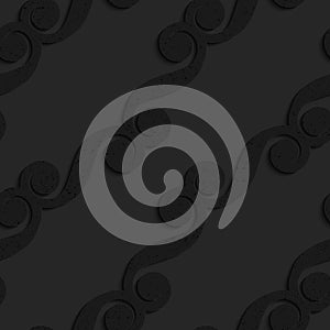 Black textured plastic diagonal with spiral swirls