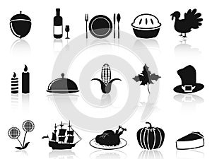 Black thanksgiving icons set