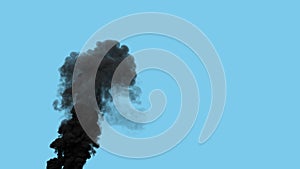 black thick defilement smoke exhaust from wildfire, isolated - industrial 3D illustration