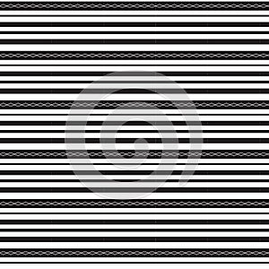 Black thick and thin horizontal striped with diamond shape line