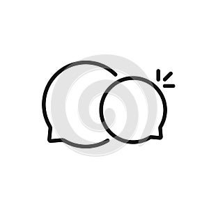 Black thin line chat room logo