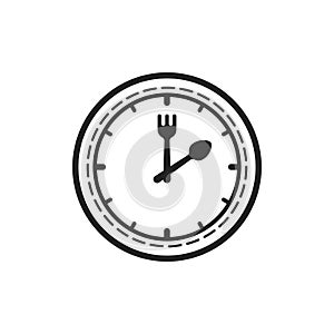 black thin line clock like business lunch time icon
