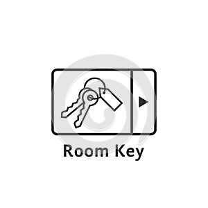 Black thin line digital room key logo