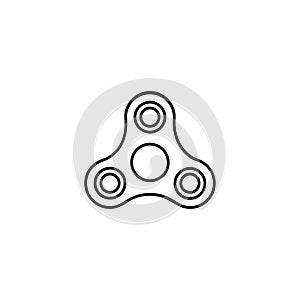 Black thin line hand fidget spinner logo. concept of very popular toy gadget for kids or best thing for hyperactivity child. line
