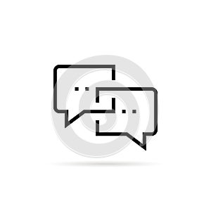 Black thin line online chat bubble icon