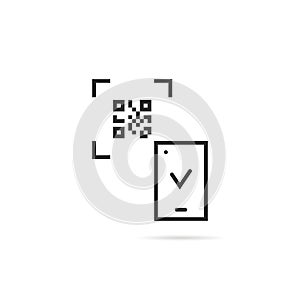 Black thin line qr code scanning on white background