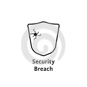 Black thin line security breach like shield