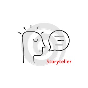 Black thin line storyteller simple icon