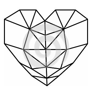 Black three-dimensional heart.