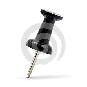 Black Thumbtack Macro, Isolated Pushpin Closeup photo