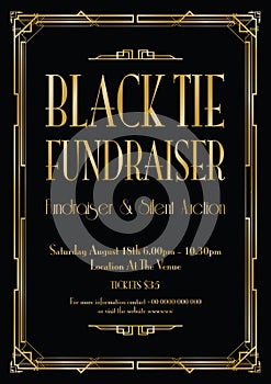 Black tie fundraiser Art Deco background