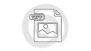 Black TIFF file document. Download tiff button line icon on white background. TIFF file symbol. 4K Video motion graphic