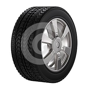 Black tire with alloy wheel