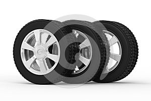 Black tire with alloy wheel