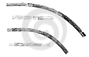 Black tire marks pattern isolate on white background with clipping path, burn and break tire texture for graphic design