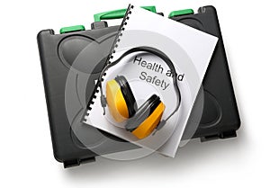 Black toolbox with earphones