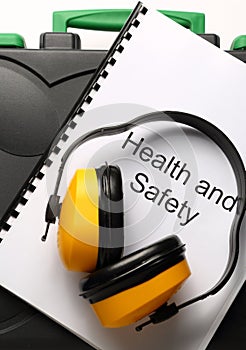 Black toolbox with earphones