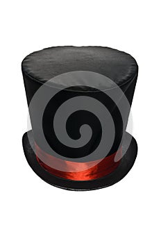 Black Top Hat with Red Ribbon