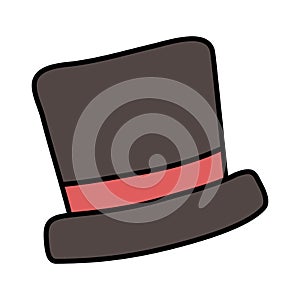 Black top hat red ribbon white background