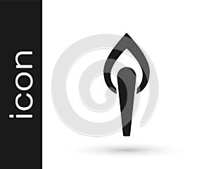 Black Torch flame icon isolated on white background. Symbol fire hot, flame power, flaming and heat. Vector