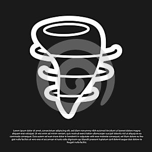 Black Tornado icon isolated on black background. Vector Illustration