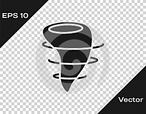 Black Tornado icon isolated on transparent background. Vector Illustration