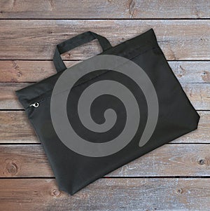 Black tote bag shopping canvas with zipper and handle