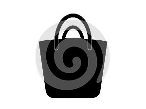 Black tote bag silhouette. Illustration. Simple monochrome shopping bag icon. Minimalist design. Logo, pictogram, print