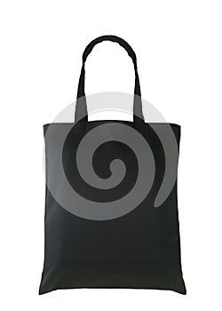 Black tote bag on white backgroung