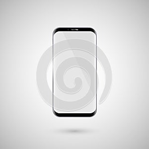 Black touchscreen smartphone. White screen. Isolated on a white background. Vector