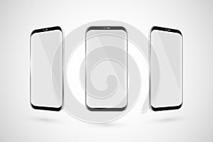 Black touchscreen smartphone. White screen. Isolated on a white background. Vector