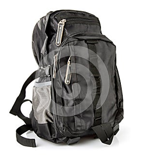 Black tourist backpack isolated