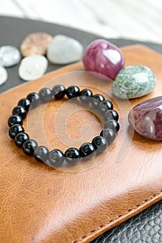 Black tourmaline bracelet, crystal photo