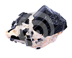 Black Tourmaline Point & Babies Nestled in Feldspar From Brazil,