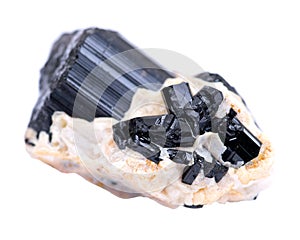 Black Tourmaline Point & Babies Nestled in Feldspar From Brazil,